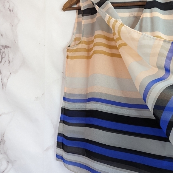 CAbi Tank Blouse Striped Pink Blue Layered 3275 V-Neck Summer - Picture 2 of 10